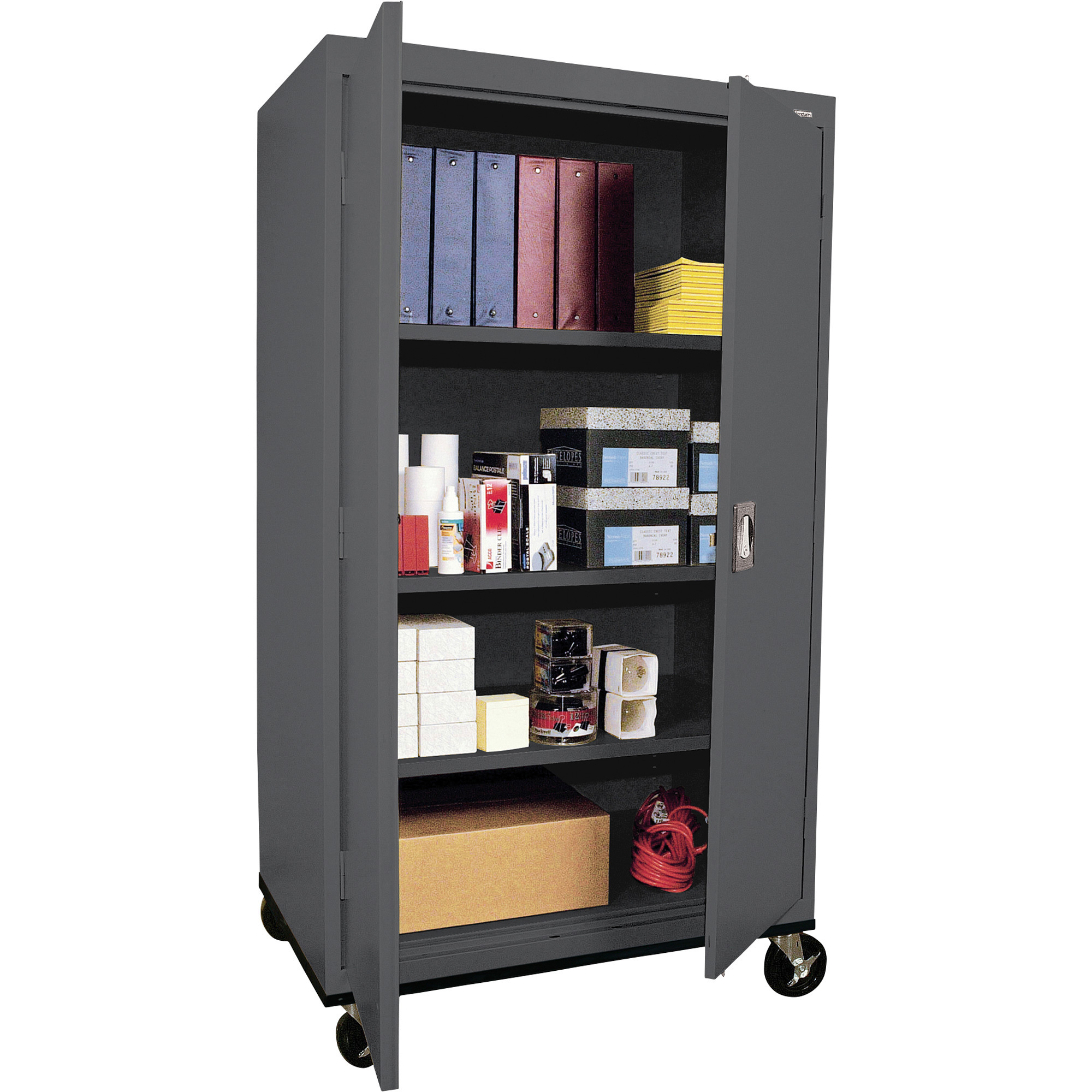 Sandusky Lee Heavy-Duty Welded Steel Mobile Cabinet, 36in.W x 24in.D x 72in.H with Caster Base, Charcoal, Model# TA3R362460-02